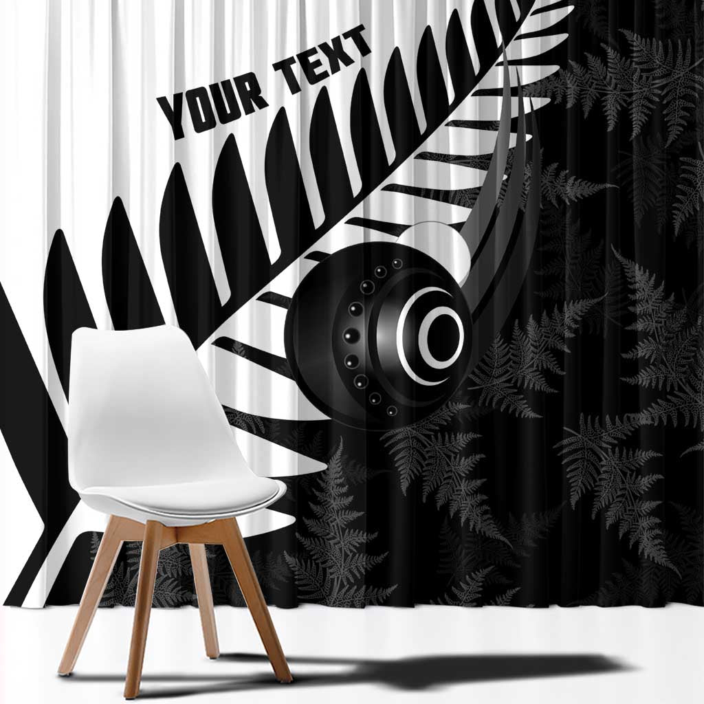 New Zealand Lawn Bowls Custom Window Curtain Aotearoa Silver Fern - Polynesian Pride