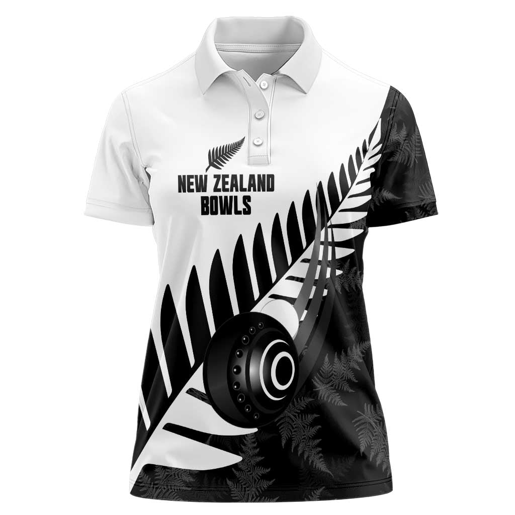 New Zealand Lawn Bowls Custom Women Polo Shirt Aotearoa Silver Fern - Polynesian Pride