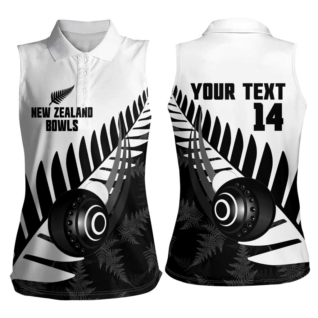 New Zealand Lawn Bowls Custom Women Sleeveless Polo Shirt Aotearoa Silver Fern - Polynesian Pride
