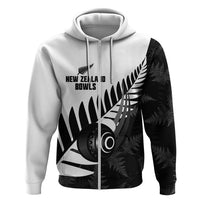 New Zealand Lawn Bowls Custom Zip Hoodie Aotearoa Silver Fern - Polynesian Pride