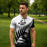 New Zealand Lawn Bowls Custom Zipper Polo Shirt Aotearoa Silver Fern - Polynesian Pride