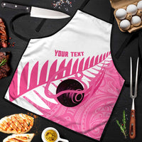 New Zealand Lawn Bowls Breast Cancer Custom Apron Aotearoa Maori Silver Fern Pink Ribbon - Polynesian Pride