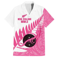 New Zealand Lawn Bowls Breast Cancer Custom Hawaiian Shirt Aotearoa Maori Silver Fern Pink Ribbon - Polynesian Pride