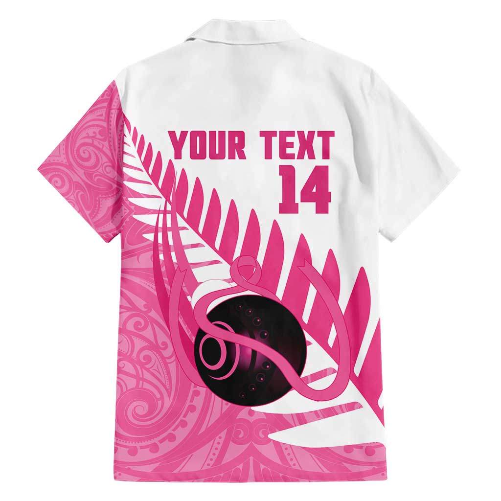 New Zealand Lawn Bowls Breast Cancer Custom Hawaiian Shirt Aotearoa Maori Silver Fern Pink Ribbon - Polynesian Pride
