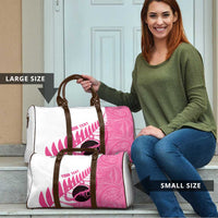 New Zealand Lawn Bowls Breast Cancer Custom Travel Bag Aotearoa Maori Silver Fern Pink Ribbon - Polynesian Pride