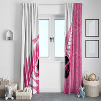 New Zealand Lawn Bowls Breast Cancer Custom Window Curtain Aotearoa Maori Silver Fern Pink Ribbon - Polynesian Pride