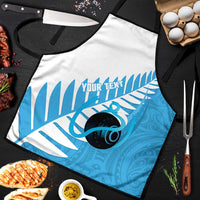 New Zealand Lawn Bowls Prostate Cancer Custom Apron Aotearoa Maori Silver Fern Blue Ribbon - Polynesian Pride