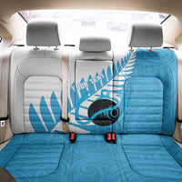 New Zealand Lawn Bowls Prostate Cancer Custom Back Car Seat Cover Aotearoa Maori Silver Fern Blue Ribbon - Polynesian Pride