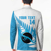 New Zealand Lawn Bowls Prostate Cancer Custom Blazer Aotearoa Maori Silver Fern Blue Ribbon - Polynesian Pride