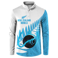 New Zealand Lawn Bowls Prostate Cancer Custom Button Sweatshirt Aotearoa Maori Silver Fern Blue Ribbon - Polynesian Pride