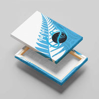 New Zealand Lawn Bowls Prostate Cancer Custom Canvas Wall Art Aotearoa Maori Silver Fern Blue Ribbon - Polynesian Pride