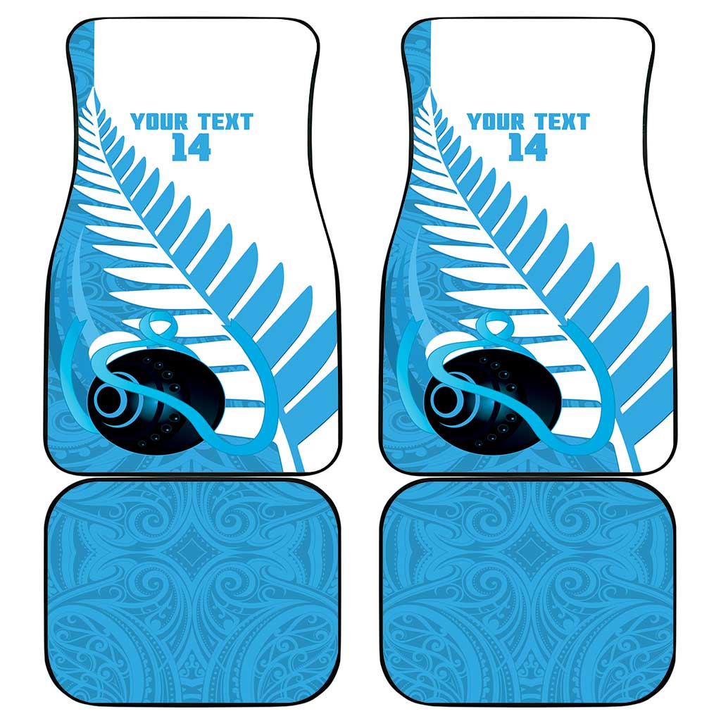 New Zealand Lawn Bowls Prostate Cancer Custom Car Mats Aotearoa Maori Silver Fern Blue Ribbon - Polynesian Pride