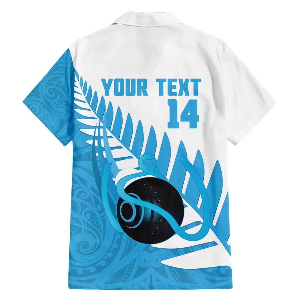 New Zealand Lawn Bowls Prostate Cancer Custom Family Matching Off Shoulder Maxi Dress and Hawaiian Shirt Aotearoa Maori Silver Fern Blue Ribbon - Polynesian Pride