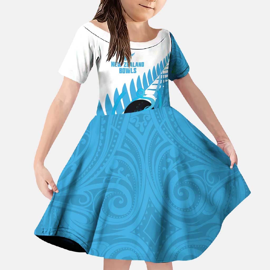 New Zealand Lawn Bowls Prostate Cancer Custom Family Matching Summer Maxi Dress and Hawaiian Shirt Aotearoa Maori Silver Fern Blue Ribbon - Polynesian Pride