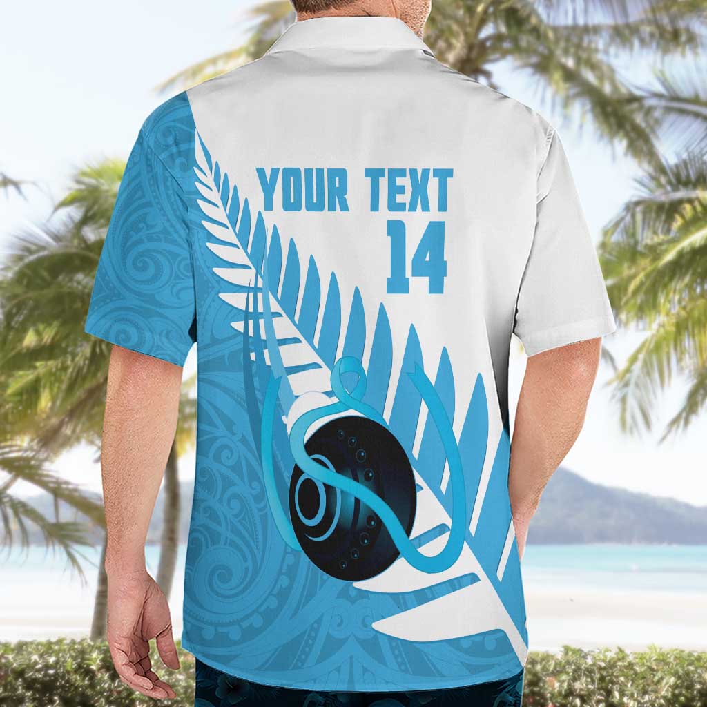 New Zealand Lawn Bowls Prostate Cancer Custom Hawaiian Shirt Aotearoa Maori Silver Fern Blue Ribbon - Polynesian Pride