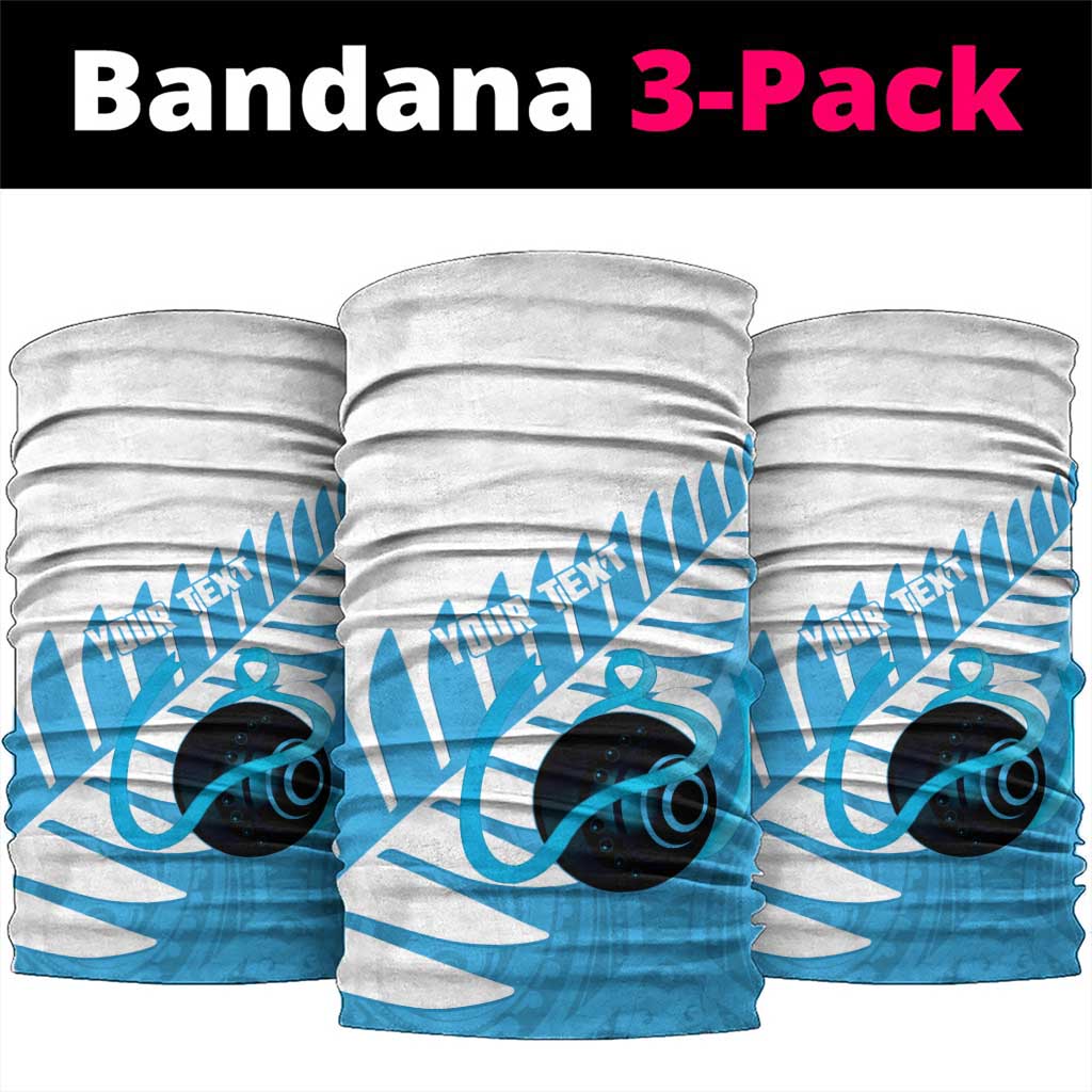 New Zealand Lawn Bowls Prostate Cancer Custom Neck Gaiter Aotearoa Maori Silver Fern Blue Ribbon - Polynesian Pride