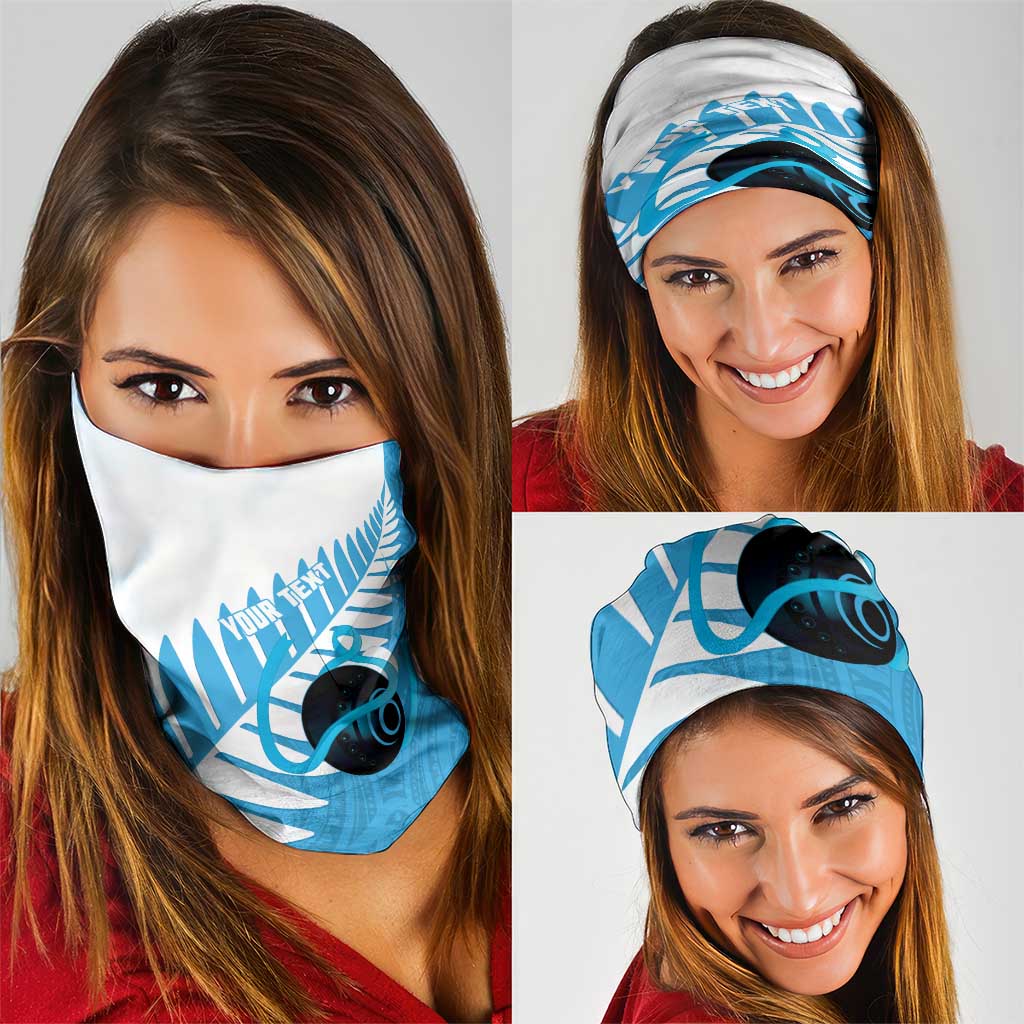 New Zealand Lawn Bowls Prostate Cancer Custom Neck Gaiter Aotearoa Maori Silver Fern Blue Ribbon - Polynesian Pride