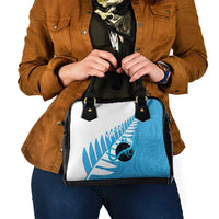 New Zealand Lawn Bowls Prostate Cancer Custom Shoulder Handbag Aotearoa Maori Silver Fern Blue Ribbon - Polynesian Pride