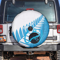 New Zealand Lawn Bowls Prostate Cancer Custom Spare Tire Cover Aotearoa Maori Silver Fern Blue Ribbon - Polynesian Pride