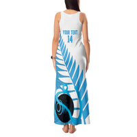 New Zealand Lawn Bowls Prostate Cancer Custom Tank Maxi Dress Aotearoa Maori Silver Fern Blue Ribbon - Polynesian Pride