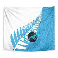 New Zealand Lawn Bowls Prostate Cancer Custom Tapestry Aotearoa Maori Silver Fern Blue Ribbon - Polynesian Pride
