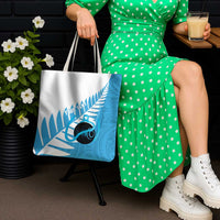 New Zealand Lawn Bowls Prostate Cancer Custom Tote Bag Aotearoa Maori Silver Fern Blue Ribbon - Polynesian Pride