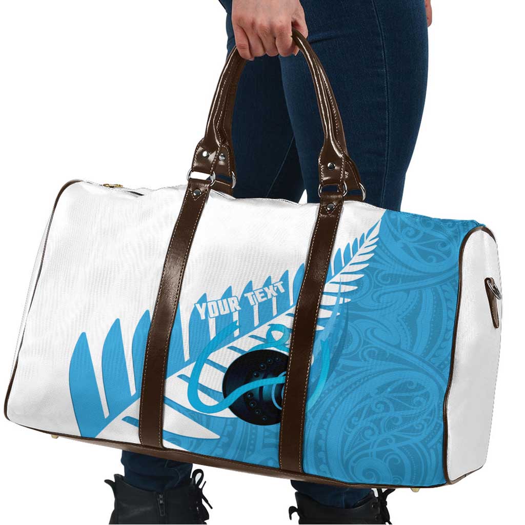 New Zealand Lawn Bowls Prostate Cancer Custom Travel Bag Aotearoa Maori Silver Fern Blue Ribbon - Polynesian Pride