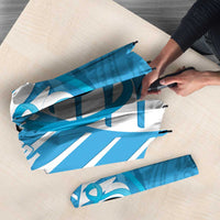 New Zealand Lawn Bowls Prostate Cancer Custom Umbrella Aotearoa Maori Silver Fern Blue Ribbon - Polynesian Pride