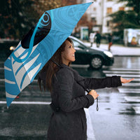 New Zealand Lawn Bowls Prostate Cancer Custom Umbrella Aotearoa Maori Silver Fern Blue Ribbon - Polynesian Pride