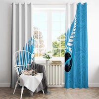 New Zealand Lawn Bowls Prostate Cancer Custom Window Curtain Aotearoa Maori Silver Fern Blue Ribbon - Polynesian Pride