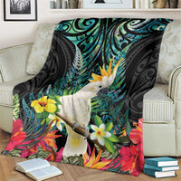 Sulphur-crested Cockatoo New Zealand Blanket Paua Shell Aotearoa Maori Tropical Flowers - Polynesian Pride
