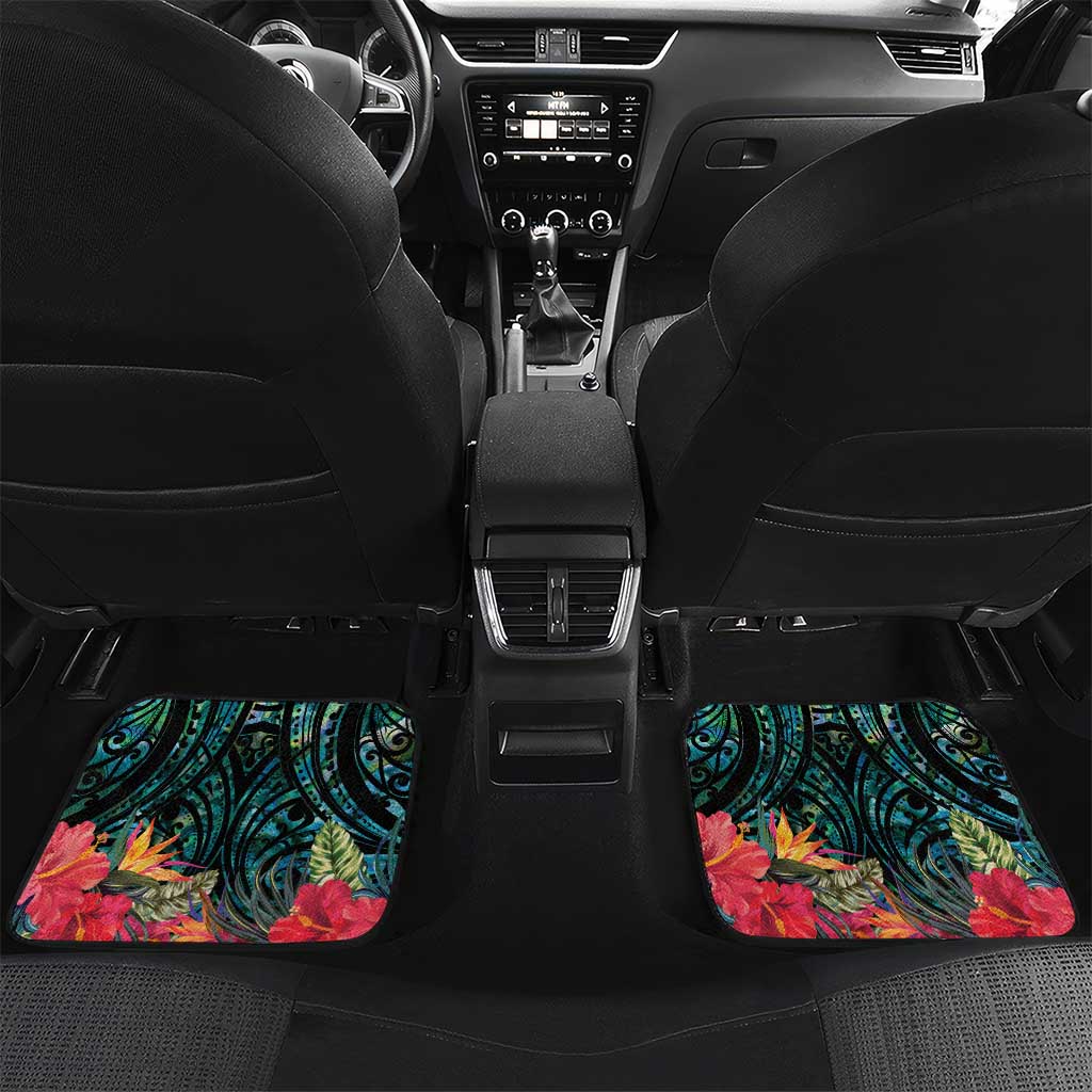 Sulphur-crested Cockatoo New Zealand Car Mats Paua Shell Aotearoa Maori Tropical Flowers - Polynesian Pride