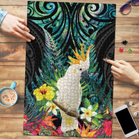 Sulphur-crested Cockatoo New Zealand Puzzle Paua Shell Aotearoa Maori Tropical Flowers - Polynesian Pride