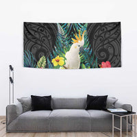 Sulphur-crested Cockatoo New Zealand Tapestry Paua Shell Aotearoa Maori Tropical Flowers - Polynesian Pride