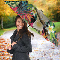 Sulphur-crested Cockatoo New Zealand Umbrella Paua Shell Aotearoa Maori Tropical Flowers - Polynesian Pride