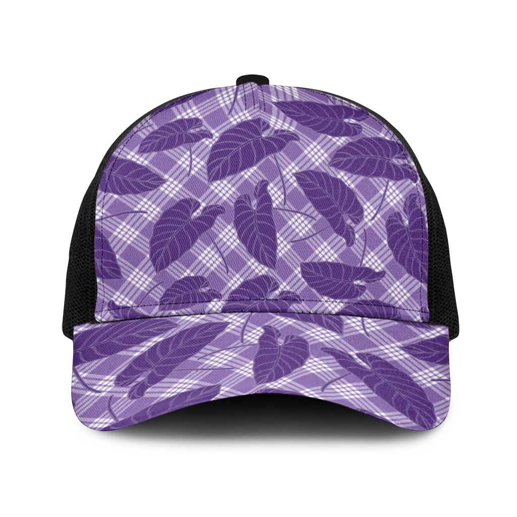 Purple Hawaii Kalo Palaka Motifs Baseball Net Cap Hawaiian Taro Leaves Elegant Vibes