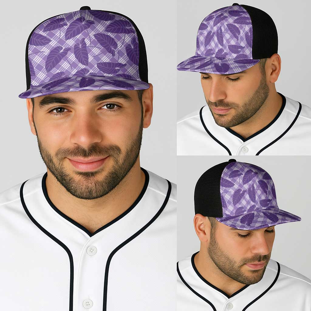 Purple Hawaii Kalo Palaka Motifs Baseball Net Cap Hawaiian Taro Leaves Elegant Vibes