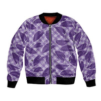 Purple Hawaii Kalo Palaka Motifs Bomber Jacket Hawaiian Taro Leaves Elegant Vibes LT14 Unisex Purple - Polynesian Pride