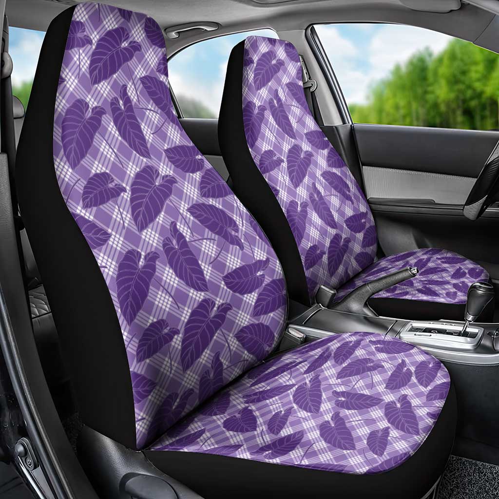 Purple Hawaii Kalo Palaka Motifs Car Seat Cover Hawaiian Taro Leaves Elegant Vibes LT14 - Polynesian Pride