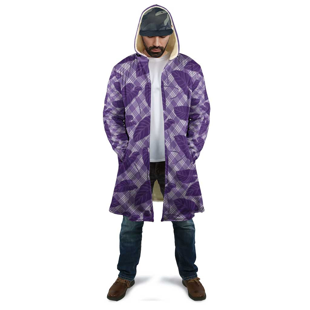 Purple Hawaii Kalo Palaka Motifs Cloak Hawaiian Taro Leaves Elegant Vibes - Polynesian Pride