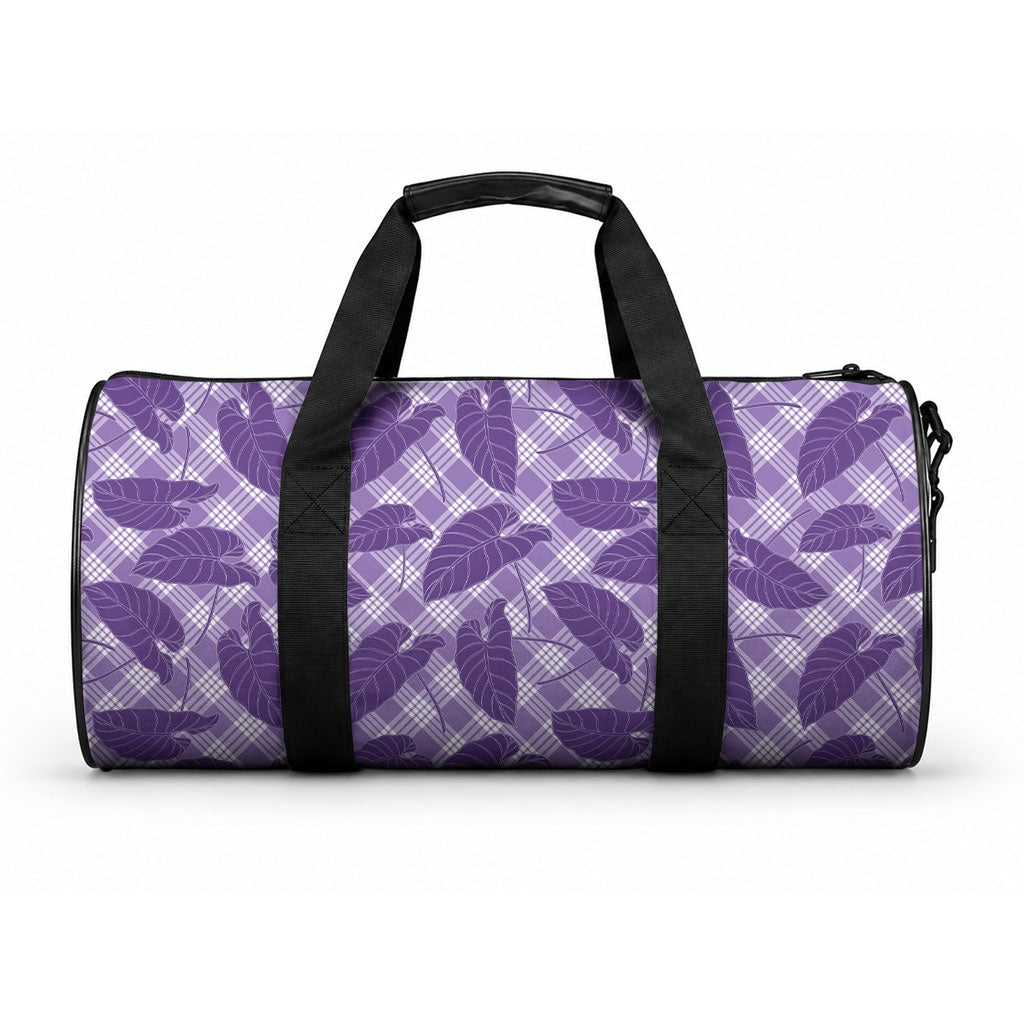 Purple Hawaii Kalo Palaka Motifs Duffle Bag Hawaiian Taro Leaves Elegant Vibes LT14 One size Purple - Polynesian Pride