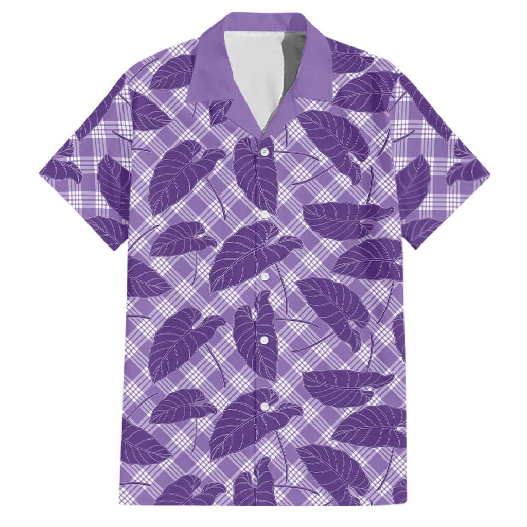 Purple Hawaii Kalo Palaka Motifs Family Matching Mermaid Dress and Hawaiian Shirt Hawaiian Taro Leaves Elegant Vibes LT14 Dad's Shirt - Short Sleeve Purple - Polynesian Pride