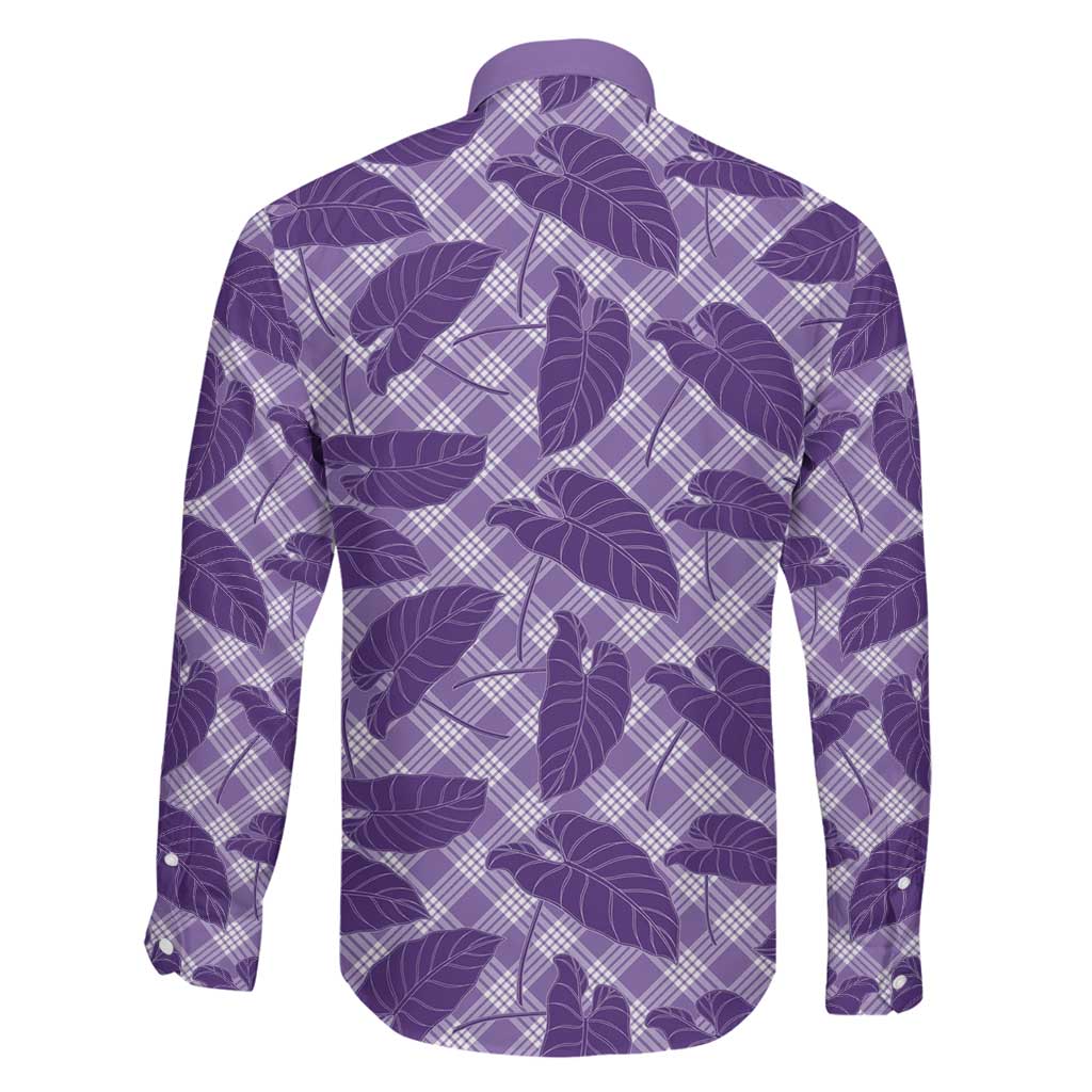 Purple Hawaii Kalo Palaka Motifs Family Matching Off Shoulder Maxi Dress and Hawaiian Shirt Hawaiian Taro Leaves Elegant Vibes LT14 - Polynesian Pride