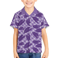 Purple Hawaii Kalo Palaka Motifs Family Matching Off Shoulder Maxi Dress and Hawaiian Shirt Hawaiian Taro Leaves Elegant Vibes LT14 Son's Shirt Purple - Polynesian Pride