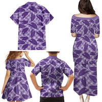 Purple Hawaii Kalo Palaka Motifs Family Matching Puletasi and Hawaiian Shirt Hawaiian Taro Leaves Elegant Vibes LT14 - Polynesian Pride