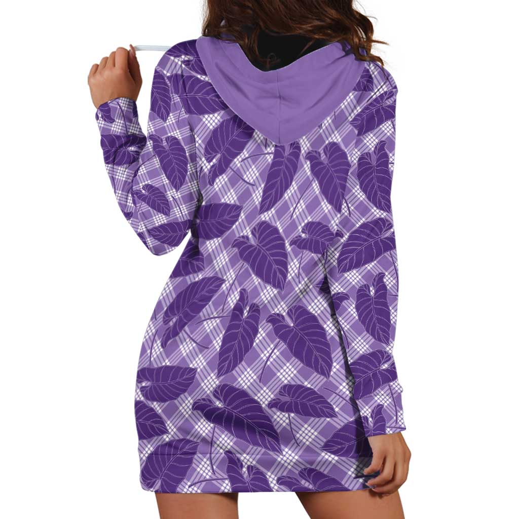 Purple Hawaii Kalo Palaka Motifs Hoodie Dress Hawaiian Taro Leaves Elegant Vibes LT14 - Polynesian Pride