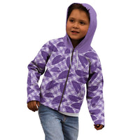Purple Hawaii Kalo Palaka Motifs Kid Hoodie Hawaiian Taro Leaves Elegant Vibes LT14 - Polynesian Pride