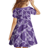 Purple Hawaii Kalo Palaka Motifs Kid Short Sleeve Dress Hawaiian Taro Leaves Elegant Vibes LT14 - Polynesian Pride