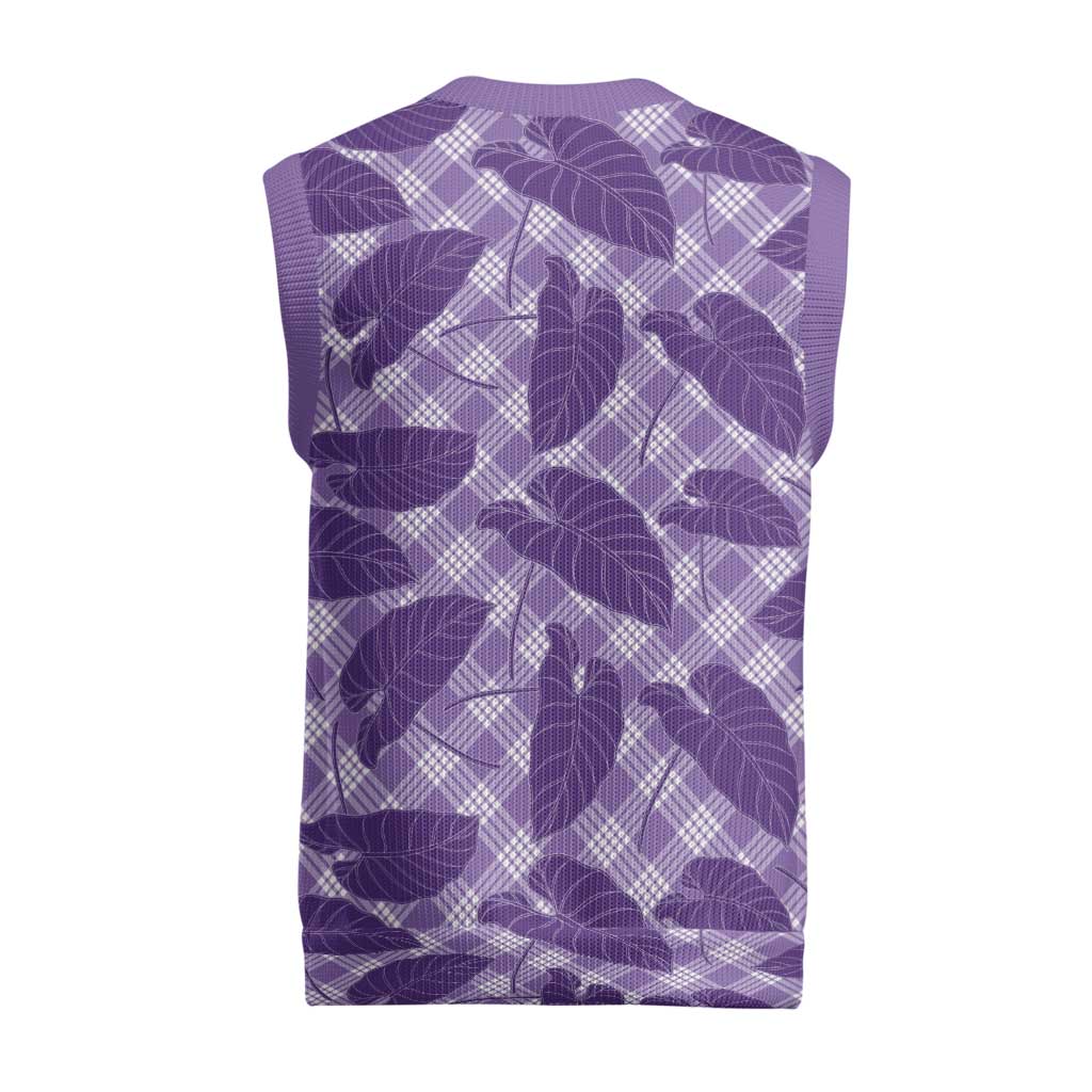 Purple Hawaii Kalo Palaka Motifs Christmas Knitted V-Neck Vest Hawaiian Taro Leaves Elegant Vibes LT14 - Polynesian Pride