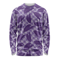 Purple Hawaii Kalo Palaka Motifs Long Sleeve Shirt Hawaiian Taro Leaves Elegant Vibes LT14 Unisex Purple - Polynesian Pride